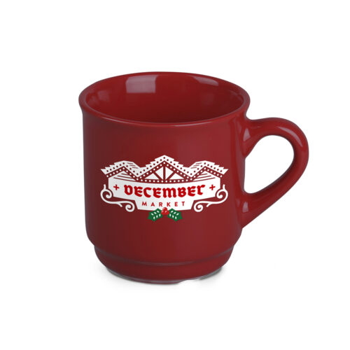 Claus 220 ml kubek z logo czerwony kolorowy nadruk